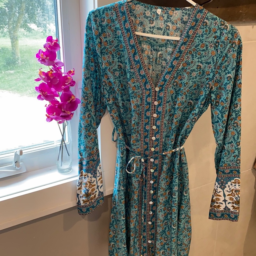 Turquoise boho dress